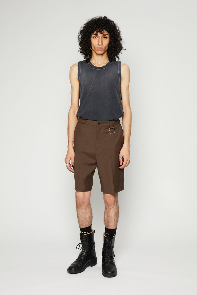 THEO WORK SHORTS DARK BROWN