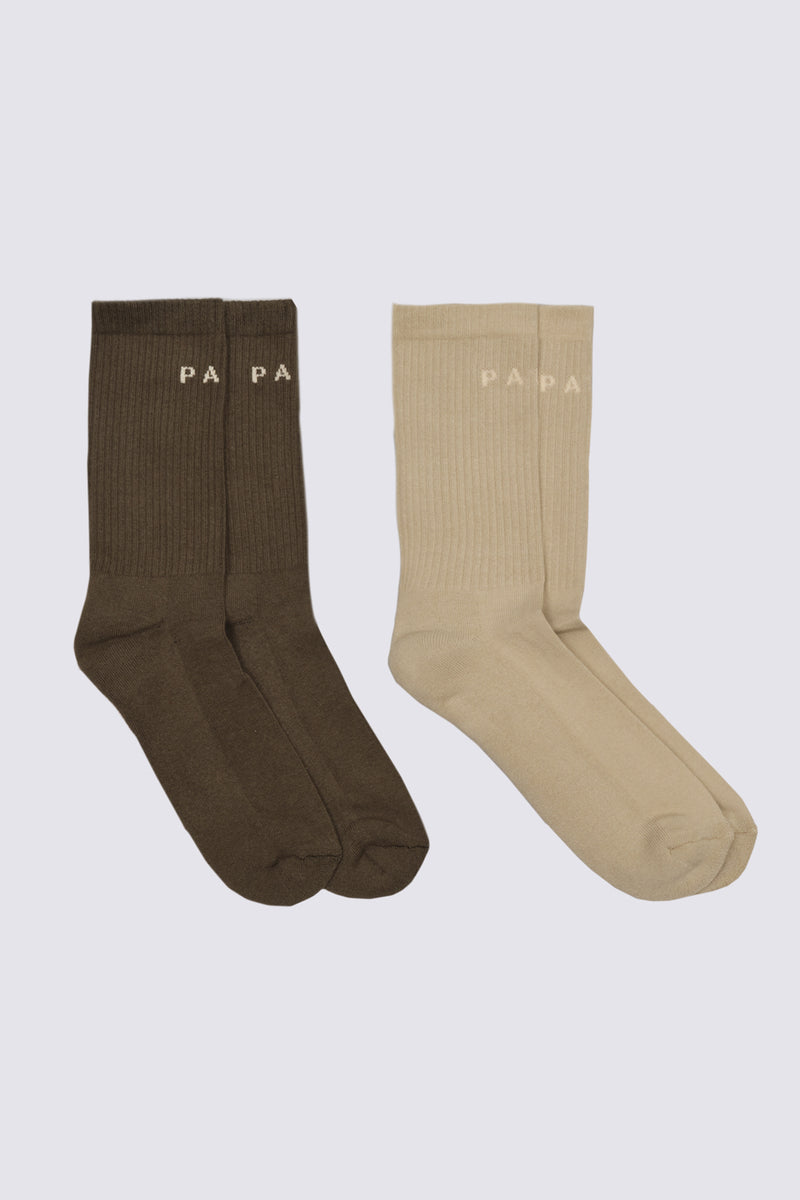 BI-PACK ZEO SOCKS KAKI/LIGHT GREEN