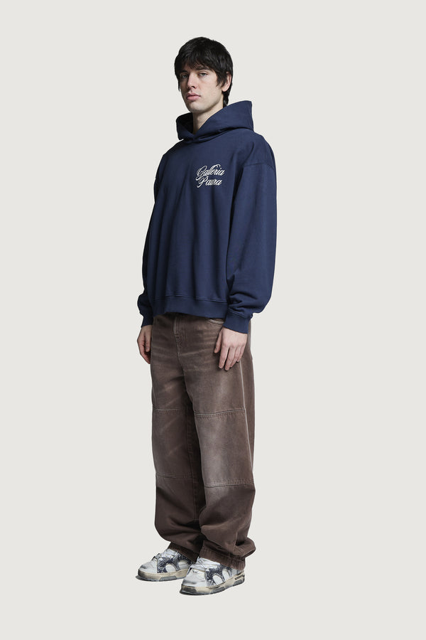 ISMAEL OVERSIZED HOODIE CORSIVO DARK BLUE