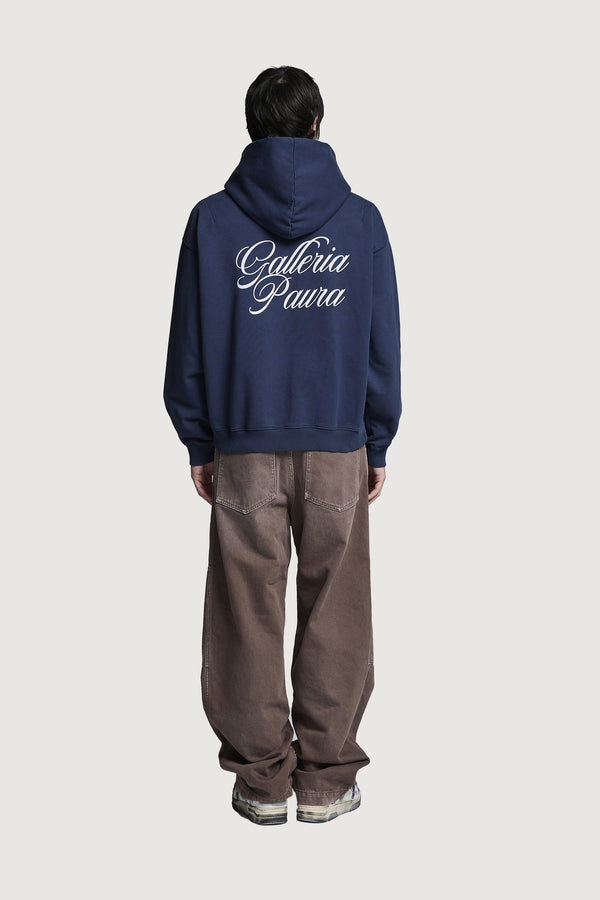 ISMAEL OVERSIZED HOODIE CORSIVO DARK BLUE