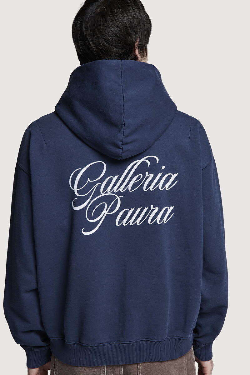 ISMAEL OVERSIZED HOODIE CORSIVO DARK BLUE