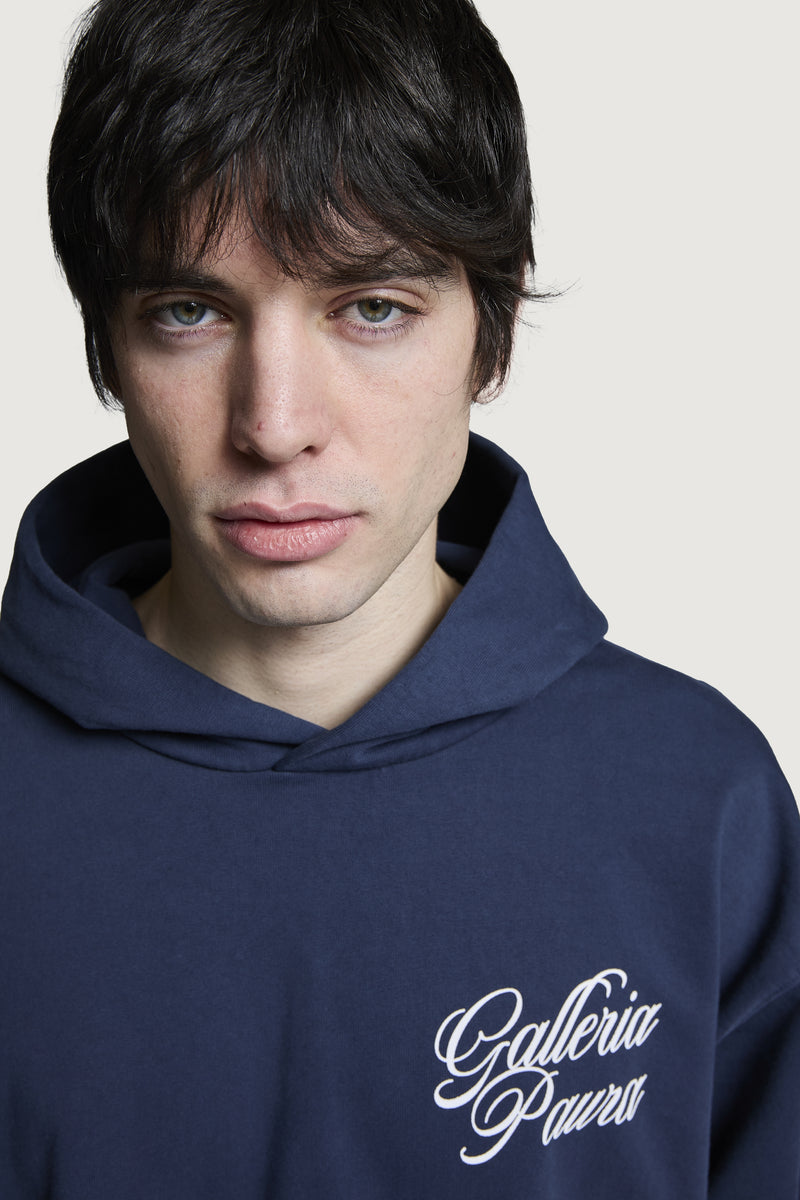 ISMAEL OVERSIZED HOODIE CORSIVO DARK BLUE