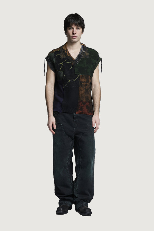 NABIL PATCHWORK GILET DARK MULTICOLOR