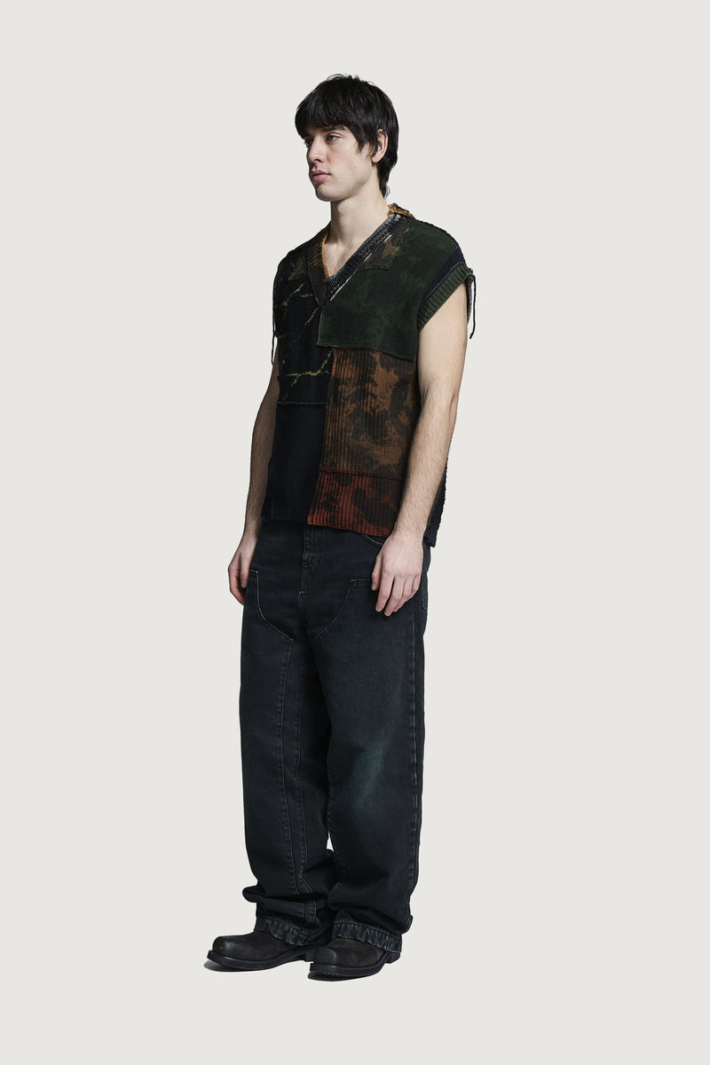 NABIL PATCHWORK GILET DARK MULTICOLOR