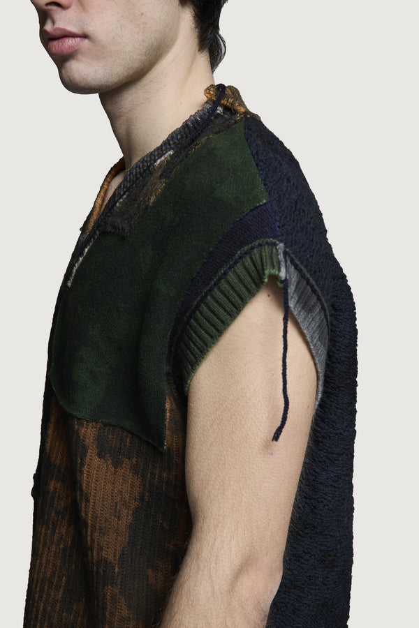 NABIL PATCHWORK GILET DARK MULTICOLOR