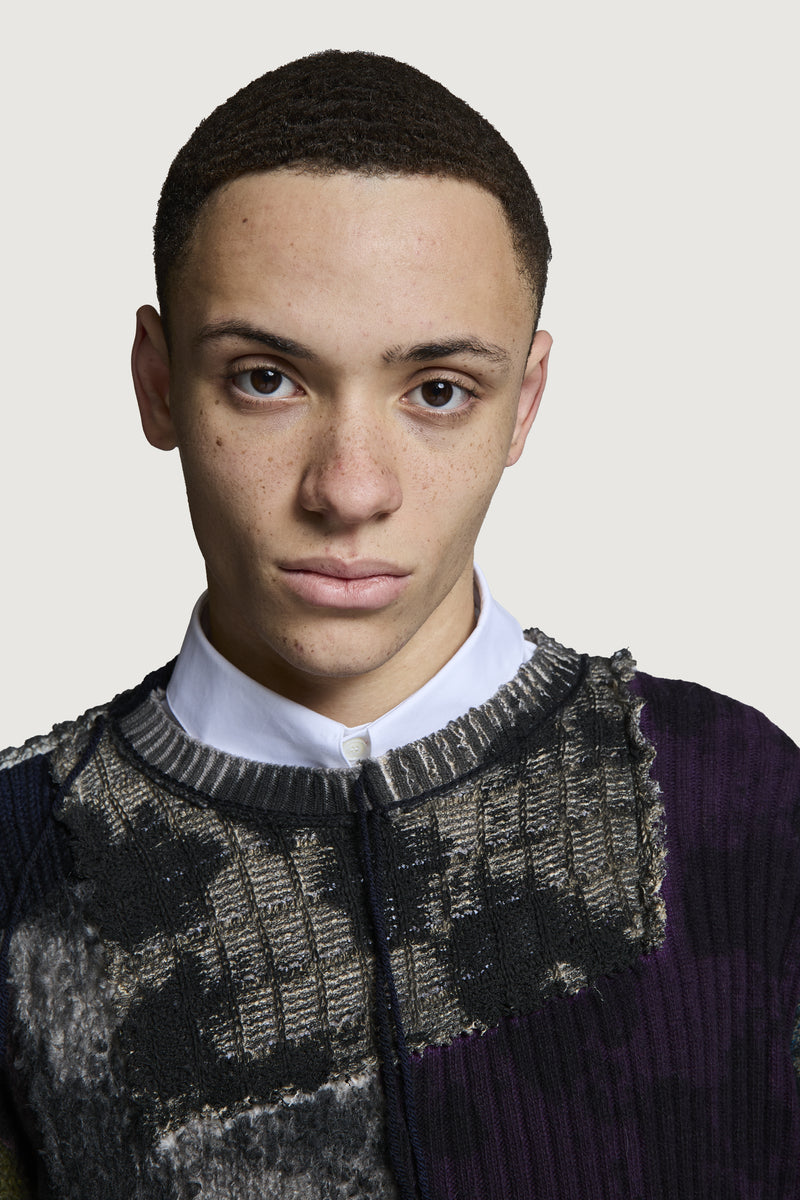 UTOPIA PATCHWORK SWEATER DARK MULTICOLOR