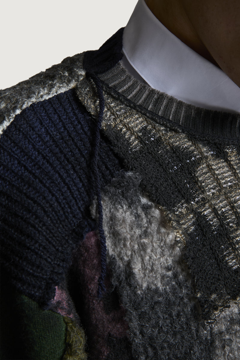 UTOPIA PATCHWORK SWEATER DARK MULTICOLOR