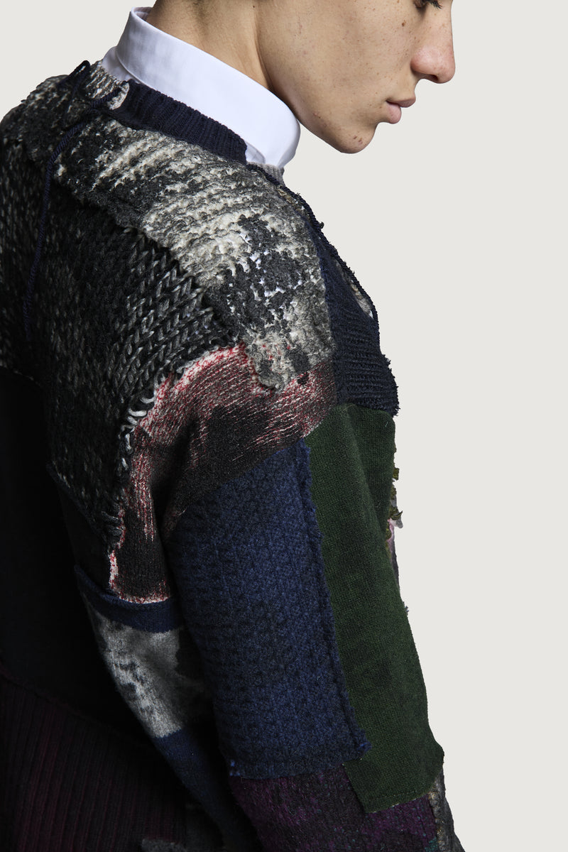 UTOPIA PATCHWORK SWEATER DARK MULTICOLOR