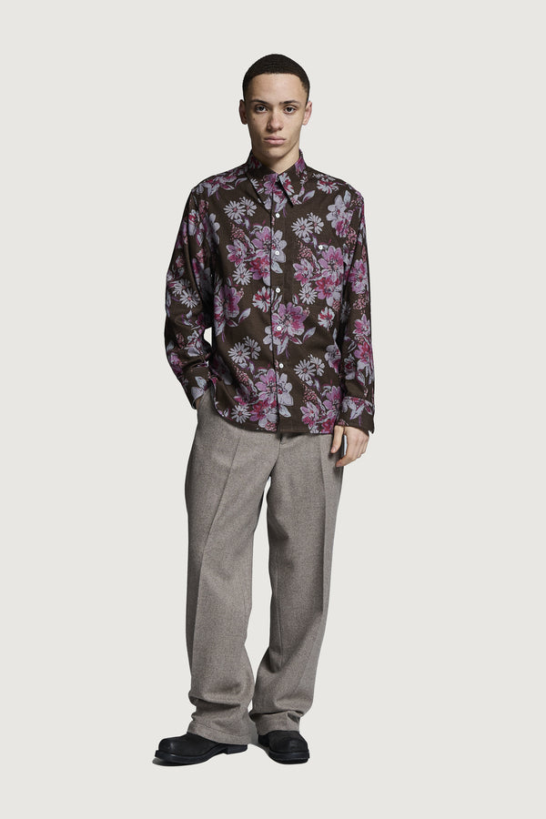 GOBBI FLOWER PATTERN ALL-OVER BROWN