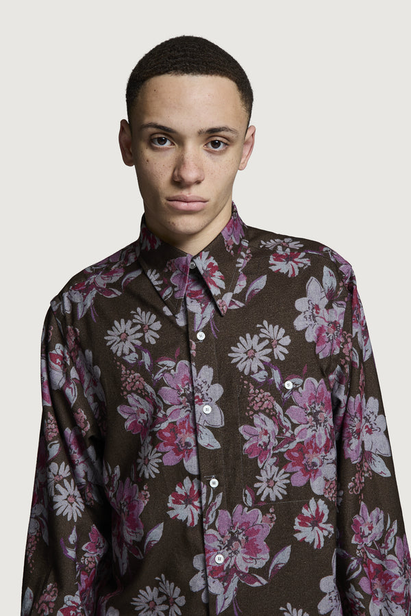 GOBBI FLOWER PATTERN ALL-OVER BROWN