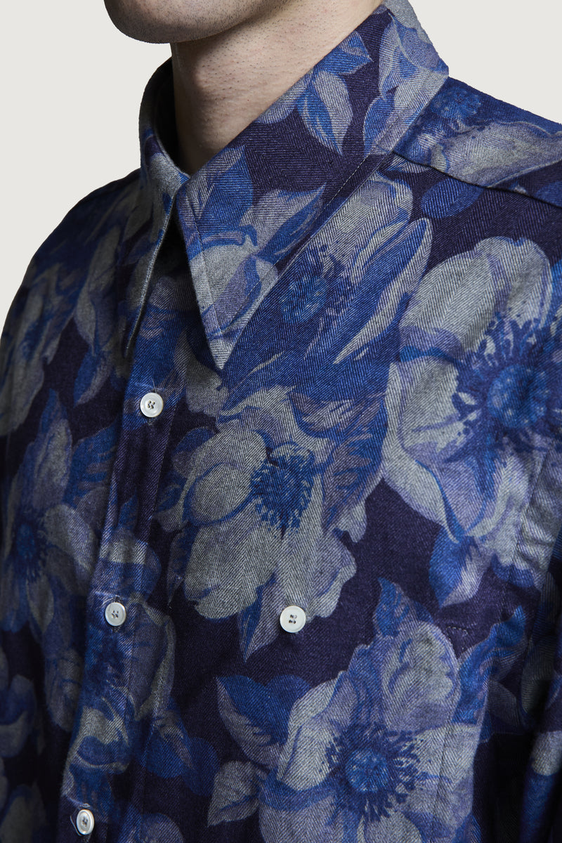 GOBBI FLOWER PATTERN ALL-OVER BLUE