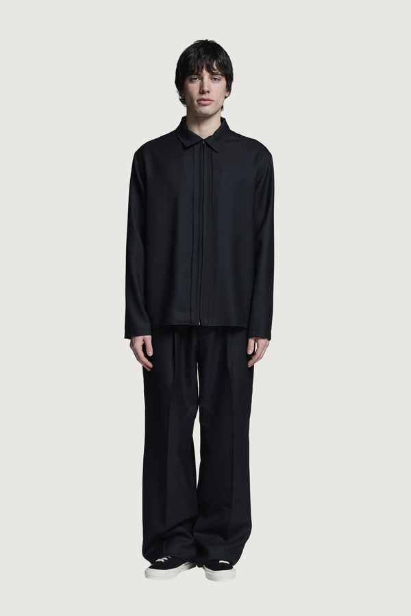 SHIN  FULL ZIP SHIRT BLACK