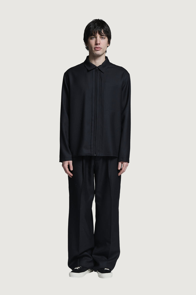 SHIN  FULL ZIP SHIRT BLACK