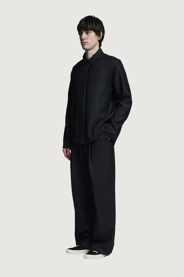SHIN  FULL ZIP SHIRT BLACK