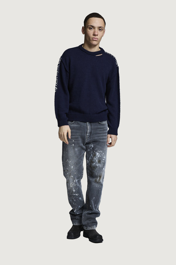 HOTAKA CREWNECK SWEATER DARK BLUE