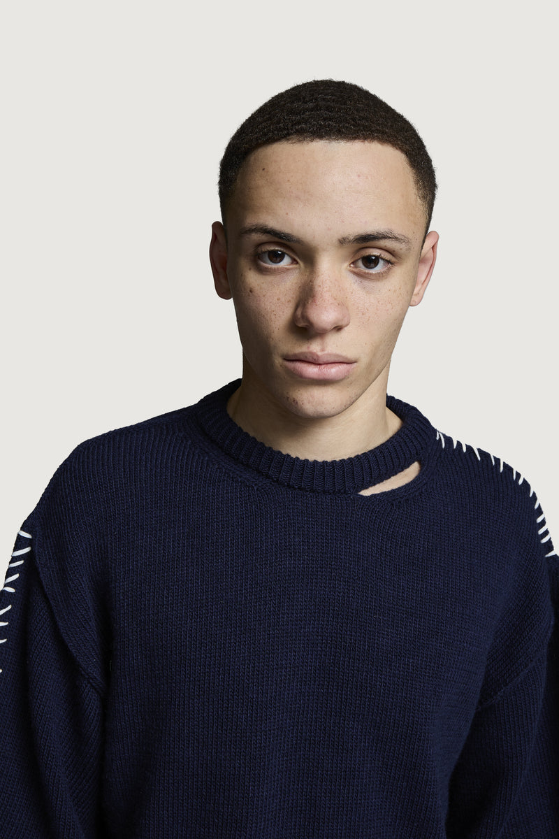 HOTAKA CREWNECK SWEATER DARK BLUE