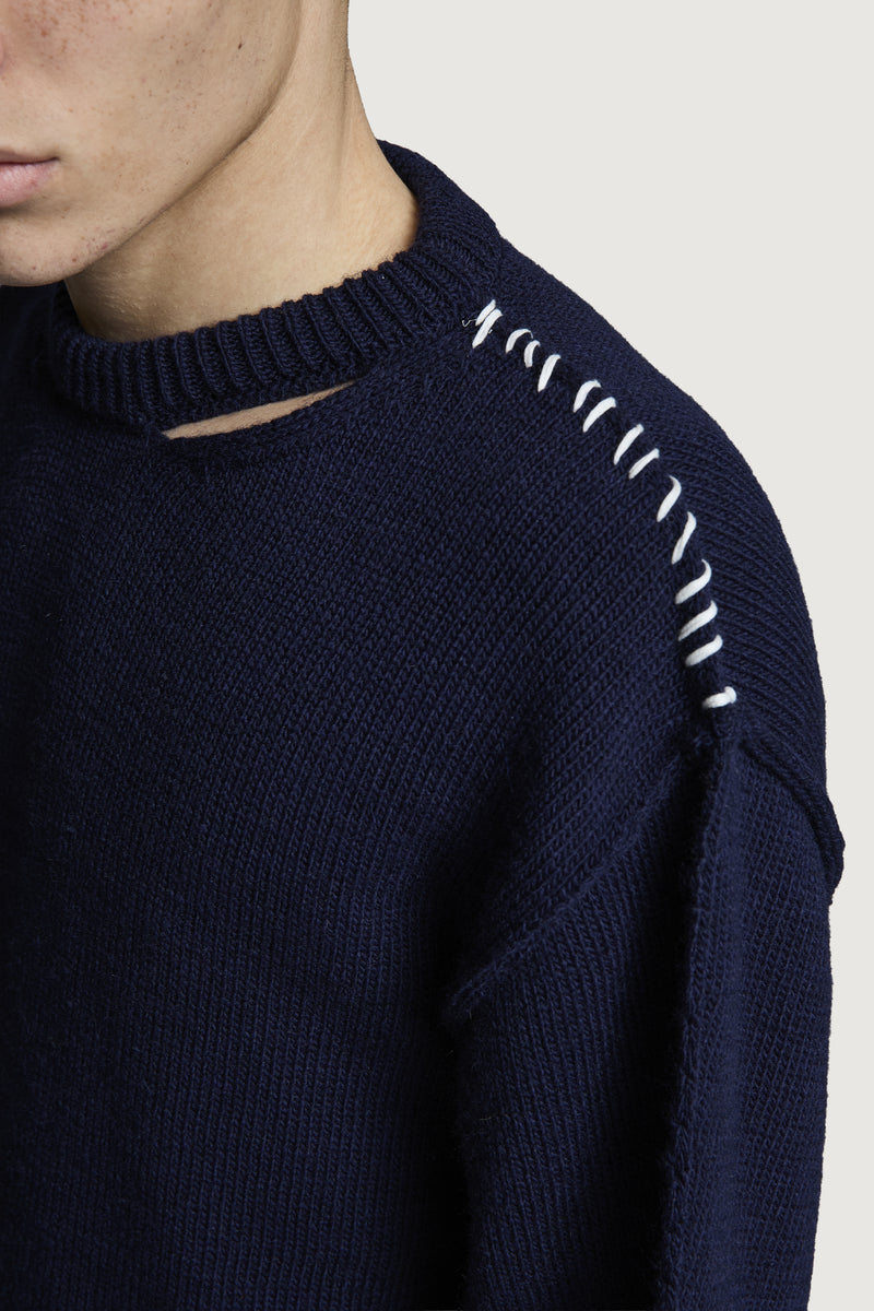 HOTAKA CREWNECK SWEATER DARK BLUE