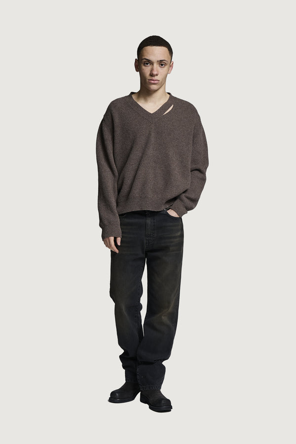 VENEZIA V-NECK SWEATER BROWN