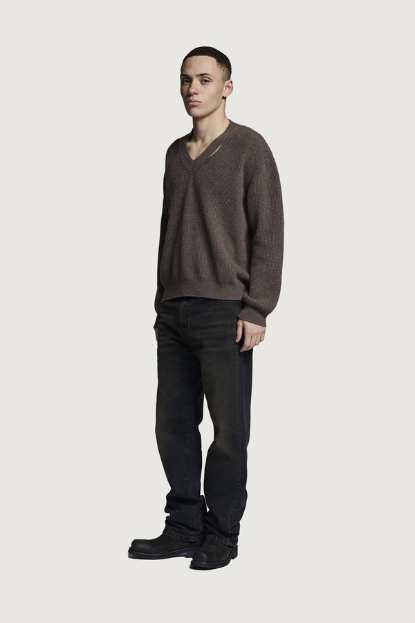 VENEZIA V-NECK SWEATER BROWN