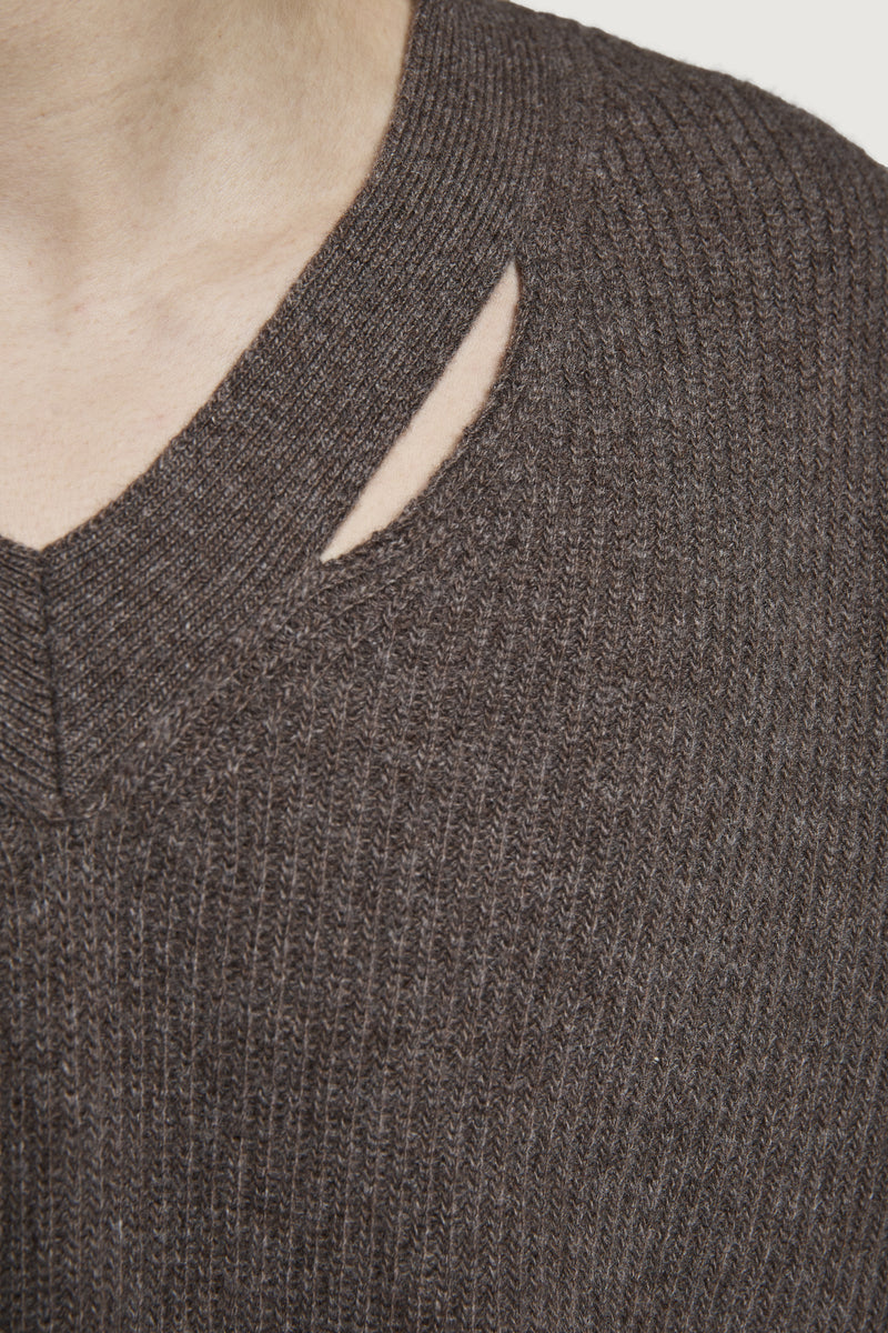 VENEZIA V-NECK SWEATER BROWN