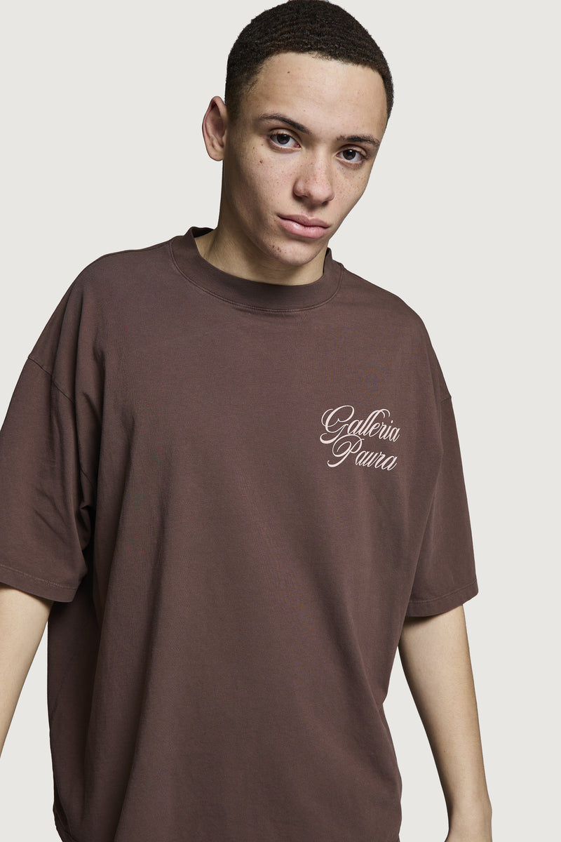 COSTA OVERSIZED T-SHIRT CORSIVO BROWN