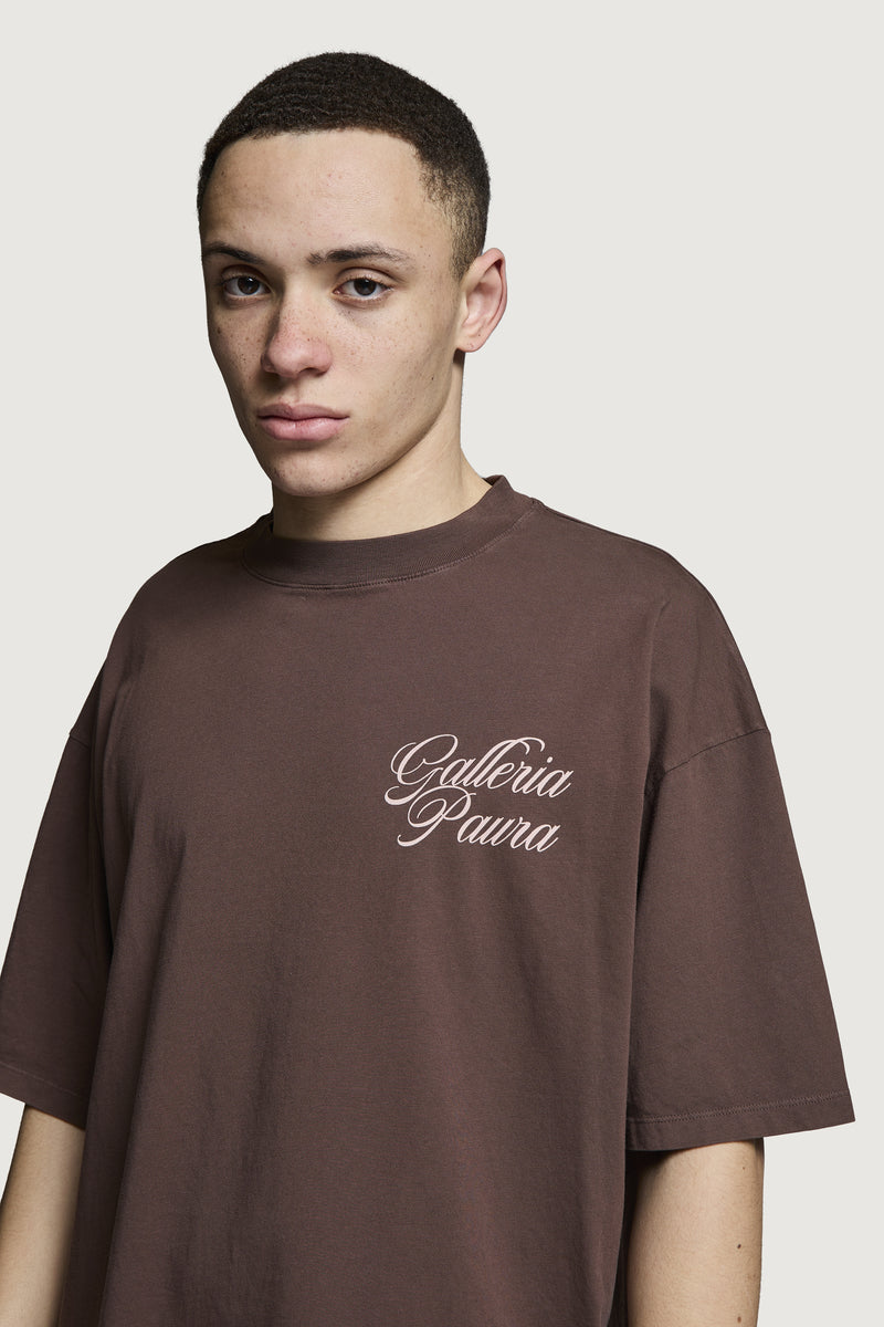 COSTA OVERSIZED T-SHIRT CORSIVO BROWN