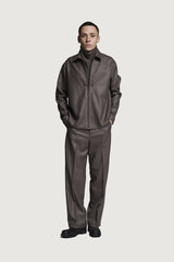 SHIN  FULL ZIP SHIRT BROWN