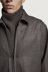 SHIN  FULL ZIP SHIRT BROWN