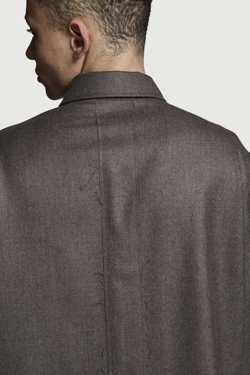 SHIN  FULL ZIP SHIRT BROWN