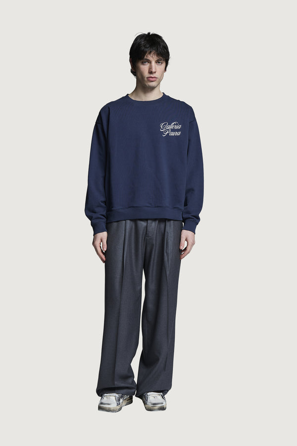 NADIR OVERSIZED CREWNECK DARK BLUE CORSIVO