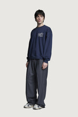 NADIR OVERSIZED CREWNECK DARK BLUE CORSIVO