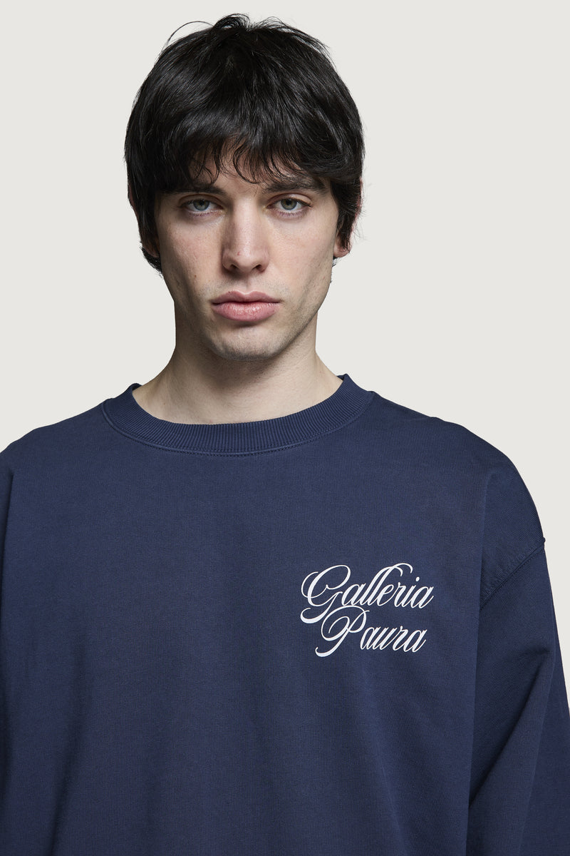 NADIR OVERSIZED CREWNECK DARK BLUE CORSIVO