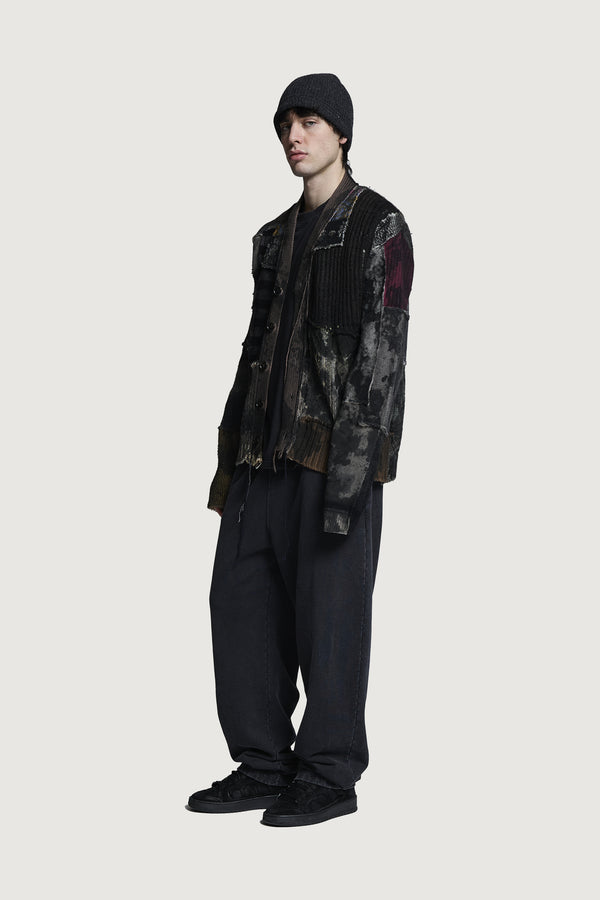 GWENDAL PATCHWORK CARDIGAN DARK MULTICOLOR