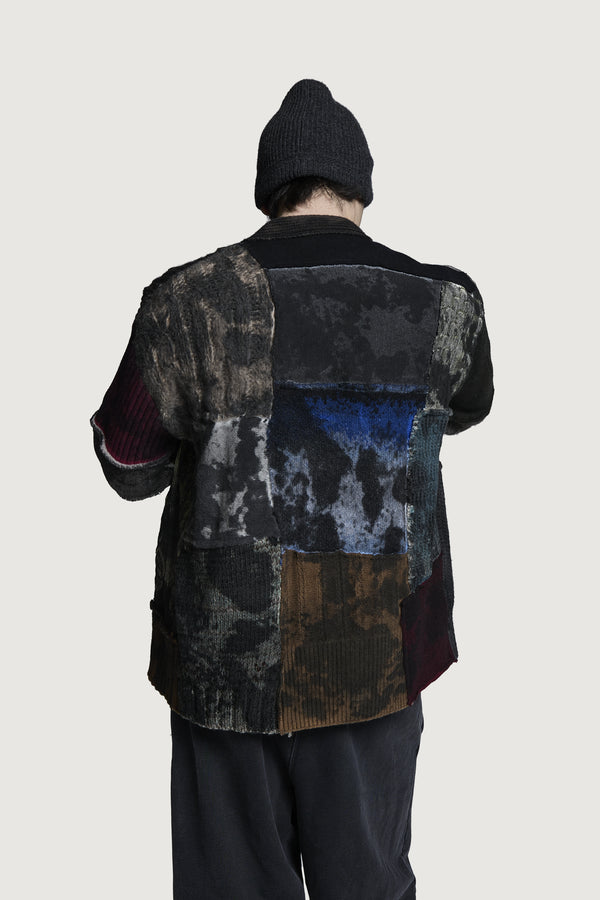 GWENDAL PATCHWORK CARDIGAN DARK MULTICOLOR
