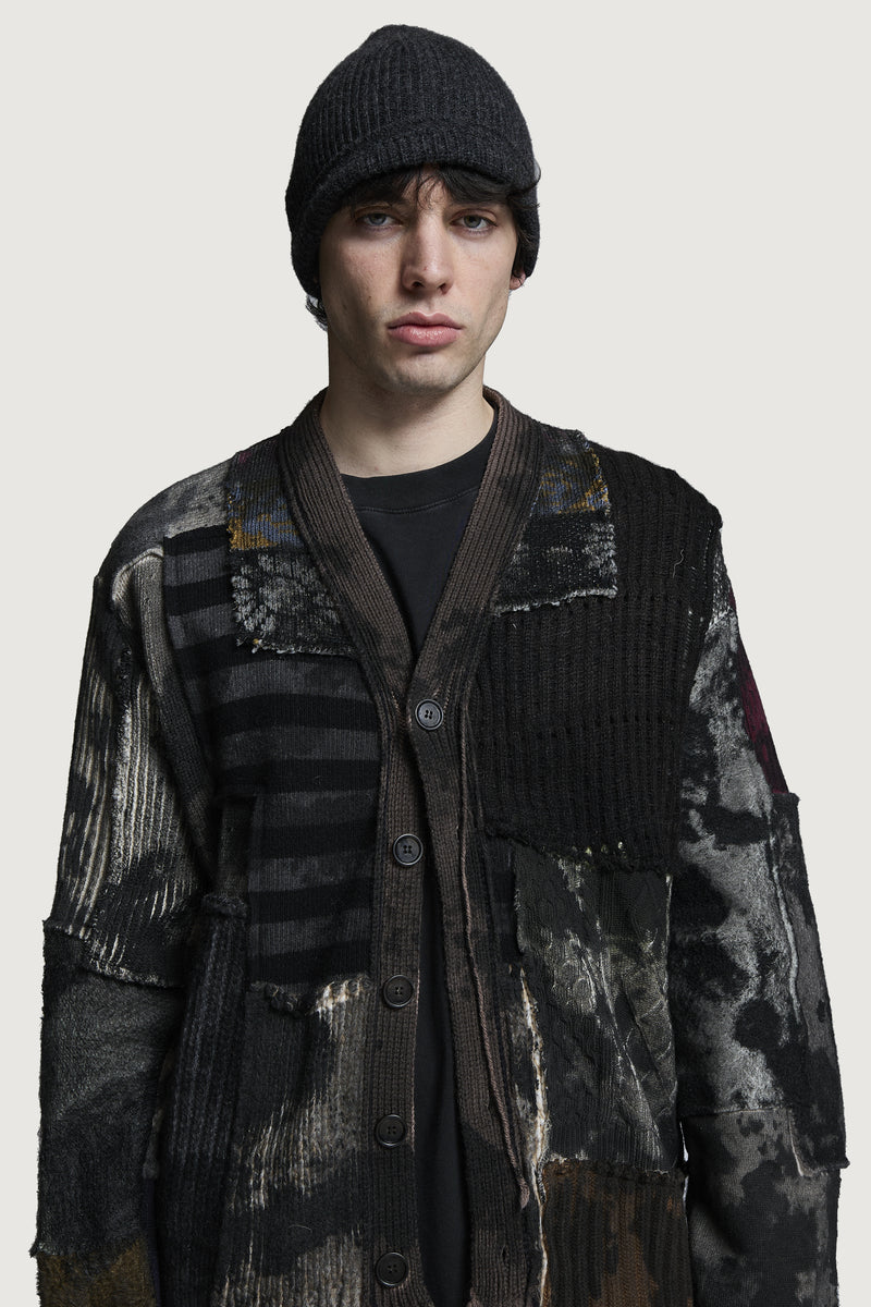 GWENDAL PATCHWORK CARDIGAN DARK MULTICOLOR