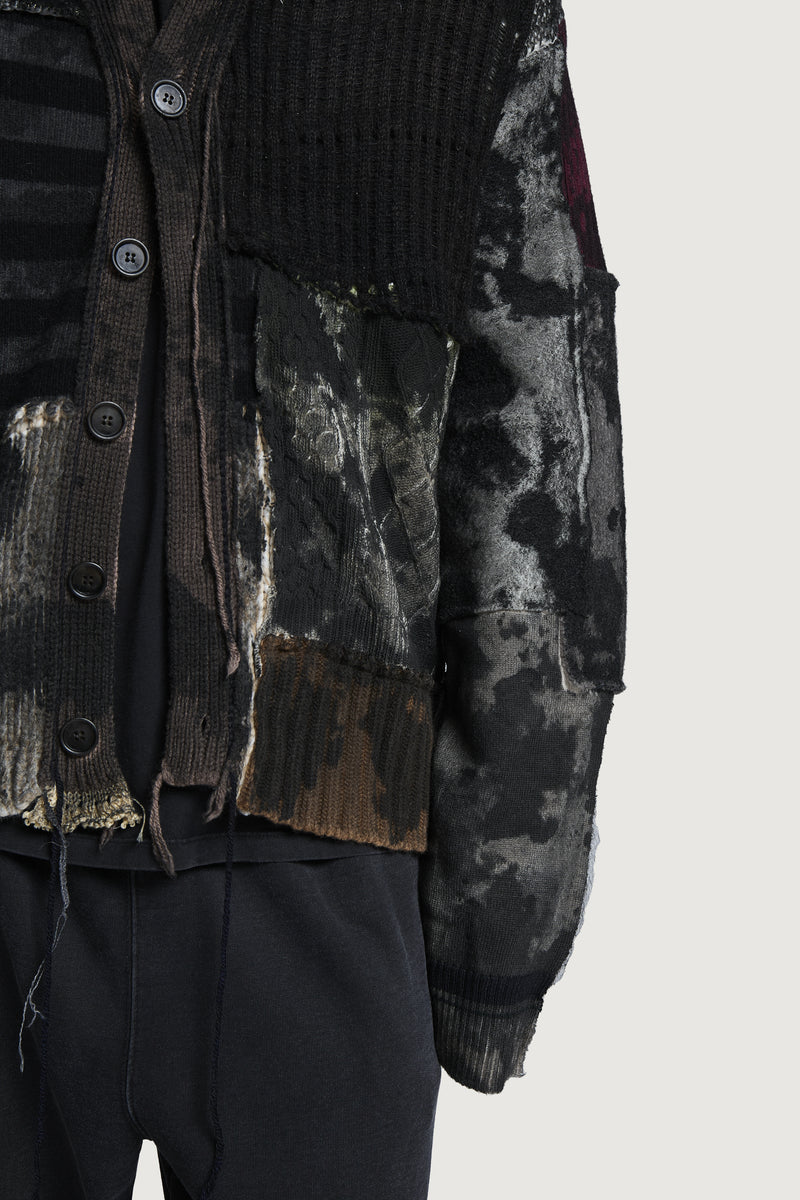 GWENDAL PATCHWORK CARDIGAN DARK MULTICOLOR