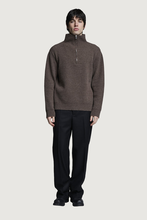 HELSINKI HALF-ZIP SWEATER BROWN