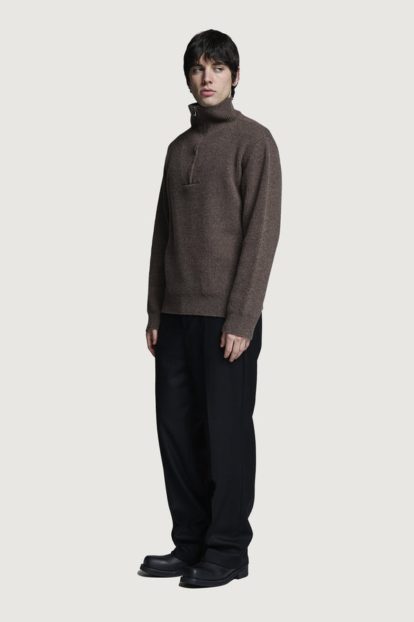 HELSINKI HALF-ZIP SWEATER BROWN