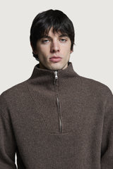 HELSINKI HALF-ZIP SWEATER BROWN
