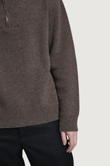 HELSINKI HALF-ZIP SWEATER BROWN