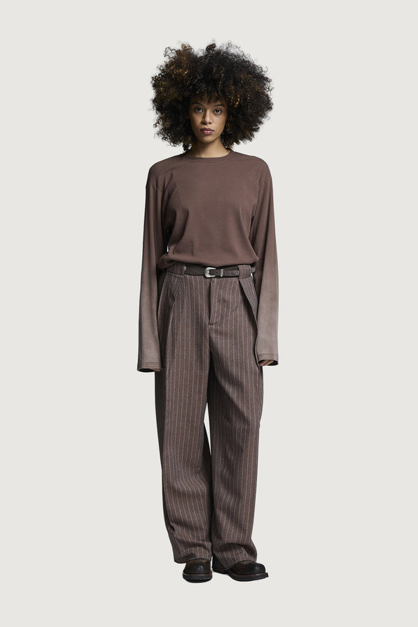 NOGE CLASSIC PANTS BROWN PINSTRIPES
