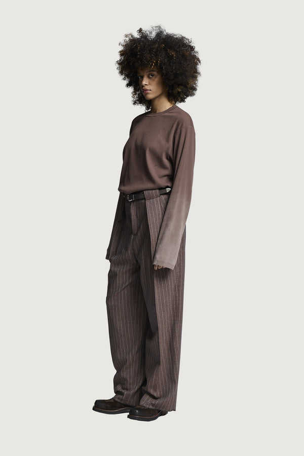 NOGE CLASSIC PANTS BROWN PINSTRIPES