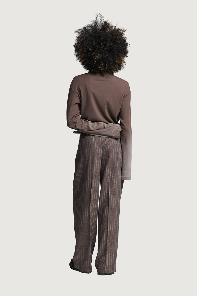 NOGE CLASSIC PANTS BROWN PINSTRIPES