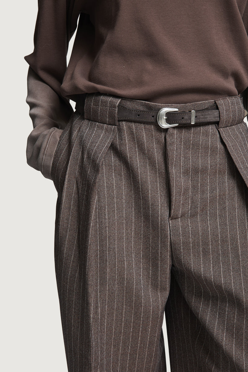 NOGE CLASSIC PANTS BROWN PINSTRIPES