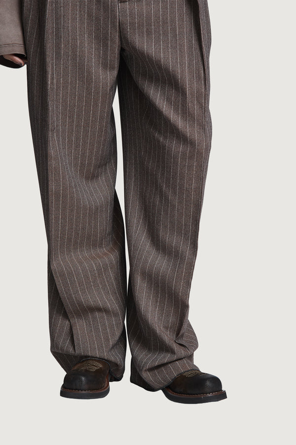 NOGE CLASSIC PANTS BROWN PINSTRIPES