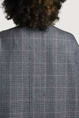 SHIN FULL ZIP SHIRT LIGHT GREY CHECK