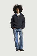 HELSINKI HALF-ZIP SWEATER DARK GREY