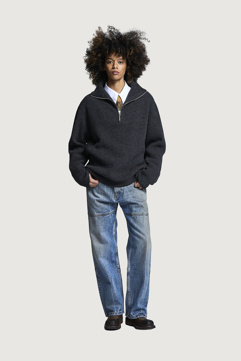 HELSINKI HALF-ZIP SWEATER DARK GREY