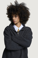 HELSINKI HALF-ZIP SWEATER DARK GREY