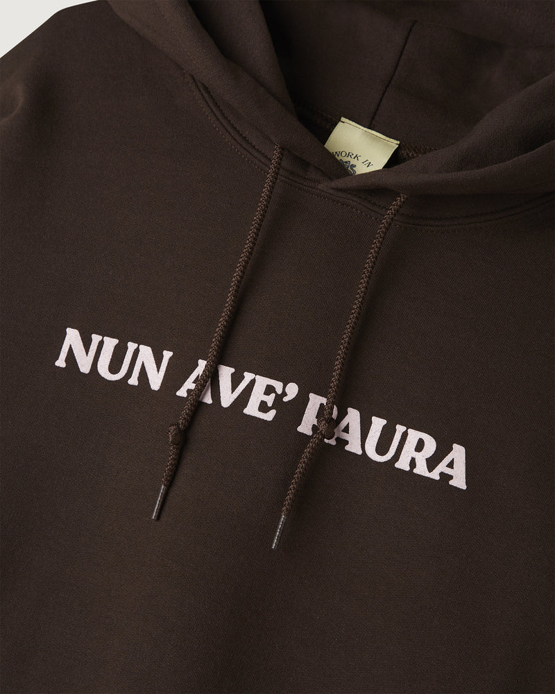 NUN AVE' PAURA REGULAR HOODIE - CHOCOLATE